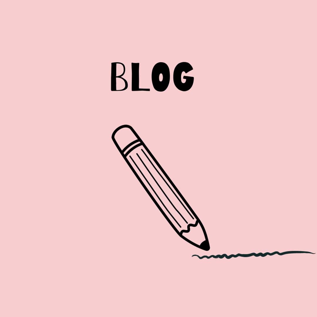 Blog a cartoon pencil drawing a line over a pink background